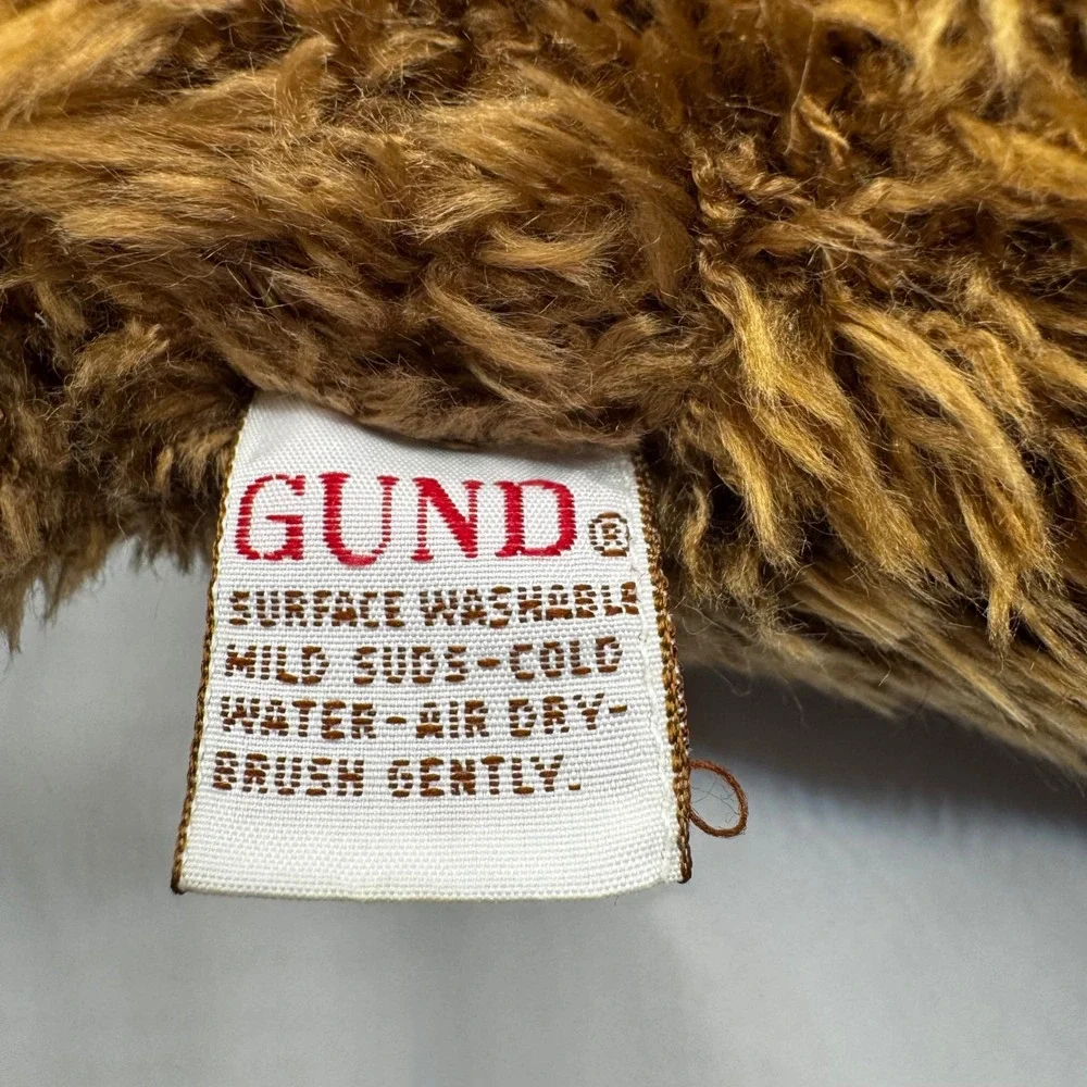 Gund Brown Shaggy‎ Teddy Bear Plush Red Plaid Ribbon Bow Holiday Classic